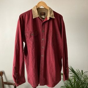 Red and Black Faded Glory Button Down Shirt Xl